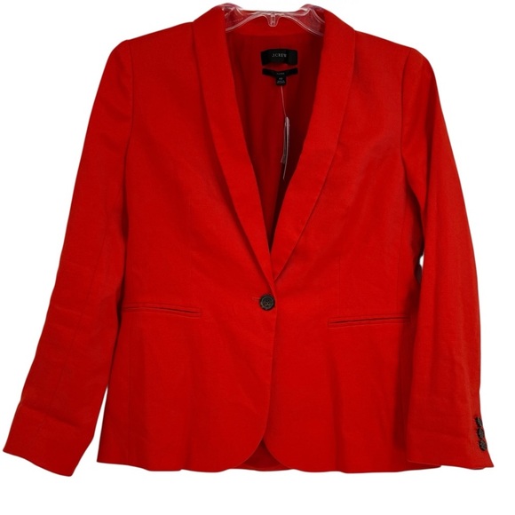 J.Crew Parke Orange Linen Blend One Button Blazer Women's Size 10 NWT Lined - Picture 1 of 9
